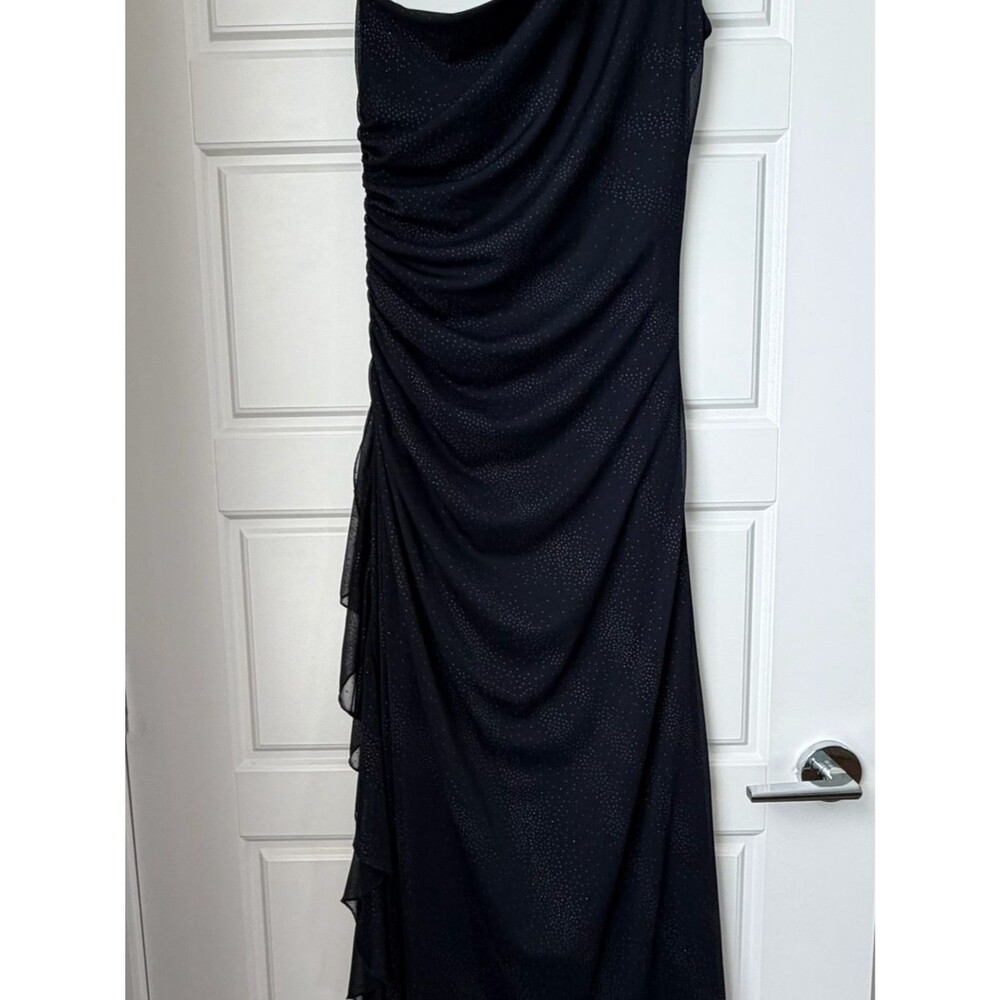City Triangles Blue One-Shoulder Ruched Evening Dress-Large
